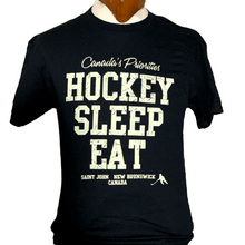 Load image into Gallery viewer, Tee Shirt - Canada's Priorities - Hockey, Sleep, Eat
