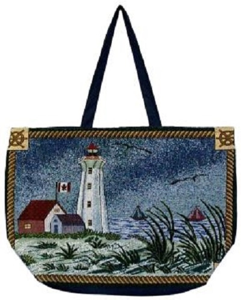 Tapestry Shopping Tote - Lighthouse and Sea Grass (41849)